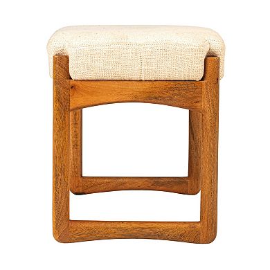 Hello Honey Mango Wood and Boucle Stool, Natural