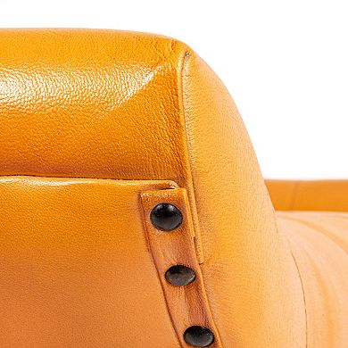 Hello Honey Wood and Goat Leather Bench, Camel Color