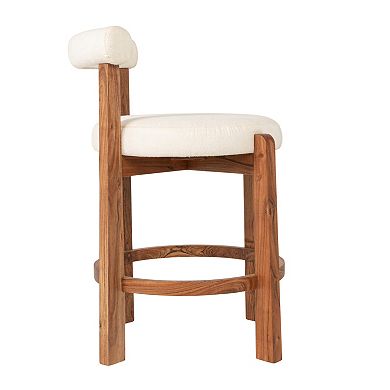 Hello Honey Acacia Wood & Boucle Counter Height Bar Chair
