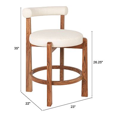 Hello Honey Acacia Wood & Boucle Counter Height Bar Chair