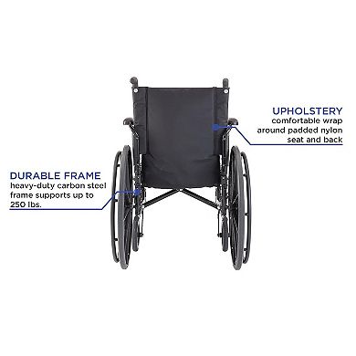 Invacare XT Lightweight Wheelchair, Desk Length Arms, 20" Seat, Black Satin