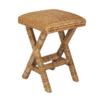 Hello Honey Woven Water Hyacinth Stool, Natural Finish