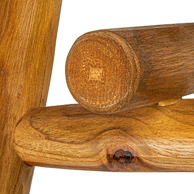 Hello Honey Woven Mendong and Teakwood Stool, Black