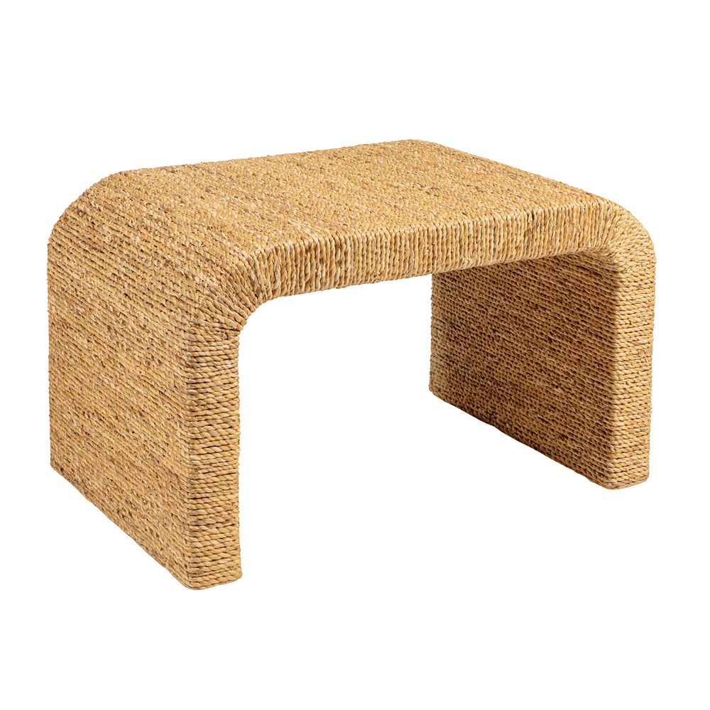 Hello Honey Woven Water Hyacinth & Acacia Wood Bench with