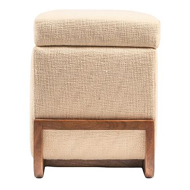 Hello Honey Mango Wood and Boucle Storage Bench, Ivory