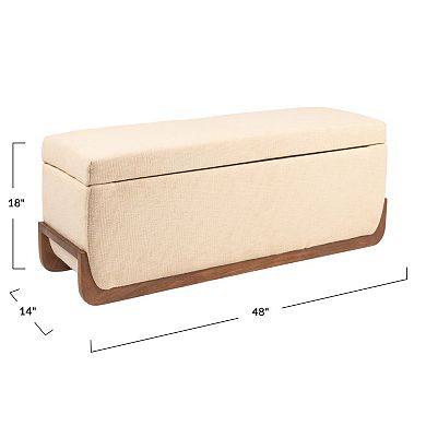 Hello Honey Mango Wood and Boucle Storage Bench, Ivory
