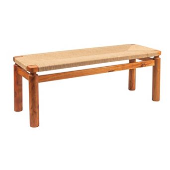Hello Honey Acacia Wood and Jute Bench, Natural