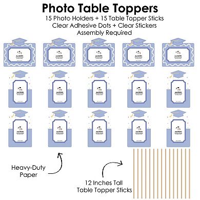 Light Purple Grad Photo Display Centerpiece Kit 15 Table Topper Sticks, Lavender 4x6 Picture Holders