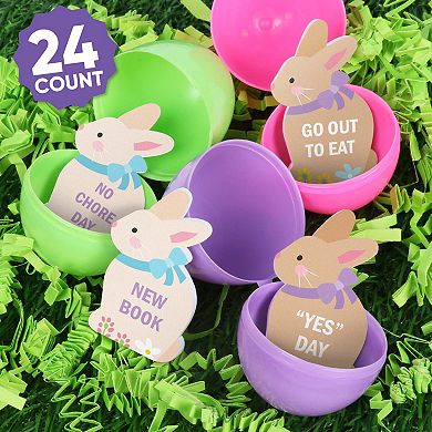 Spring Easter Egg Hunt Token Stuffers, 24 Count Bunny Shape Egg Filler Tokens with Fun Rewards