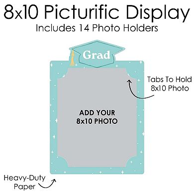 Mint Green Grad K-12 School Photo Display Frame, 8x10-inch Graduation Memory Wall, Photo Holder Set