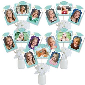 Mint Green Graduation Photo Display Centerpiece Kit, 15 Table Topper Sticks, 4x6 Picture Holders