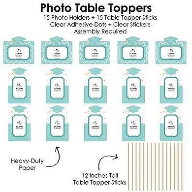Mint Green Graduation Photo Display Centerpiece Kit, 15 Table Topper Sticks, 4x6 Picture Holders