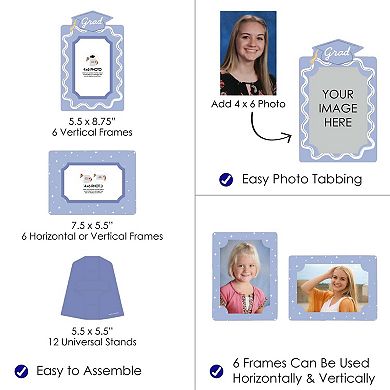 Light Purple Graduation Paper Photo Frames, 4x6 Picture Display Holders, Table Centerpiece 12 Ct
