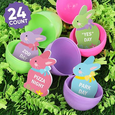Colorful Easter Egg Hunt Token Stuffers, 24 Count Bunny Shape Filler Tokens with Fun Rewards