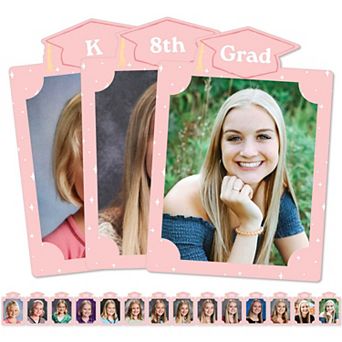 Pink Grad K-12 School Photo Display Frame, 8x10-inch Graduation Memory Wall, Photo Holder Set