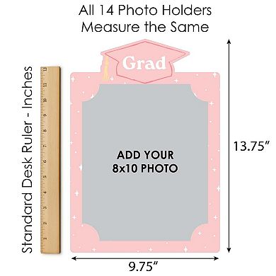 Pink Grad K-12 School Photo Display Frame, 8x10-inch Graduation Memory Wall, Photo Holder Set