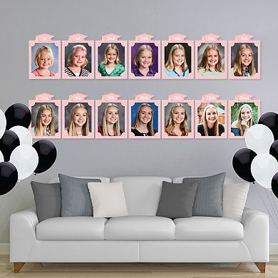 Pink Grad K-12 School Photo Display Frame, 8x10-inch Graduation Memory Wall, Photo Holder Set