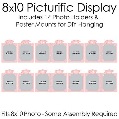 Pink Grad K-12 School Photo Display Frame, 8x10-inch Graduation Memory Wall, Photo Holder Set