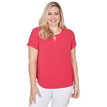 Petite Alfred Dunner Solid Rolled Short Sleeve Tee