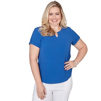 Petite Alfred Dunner Solid Rolled Short Sleeve Tee