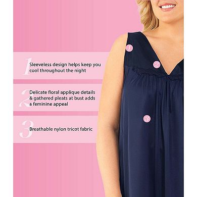 Exquisite Form Plus Size Nylon Tricot Sleeveless Short Knee-Length Nightgown - 30807