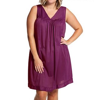 Exquisite Form Plus Size Nylon Tricot Sleeveless Short Knee-Length Nightgown - 30807