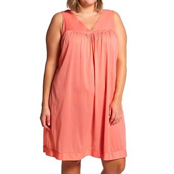 Exquisite Form Plus Size Nylon Tricot Sleeveless Short Knee-Length Nightgown - 30807