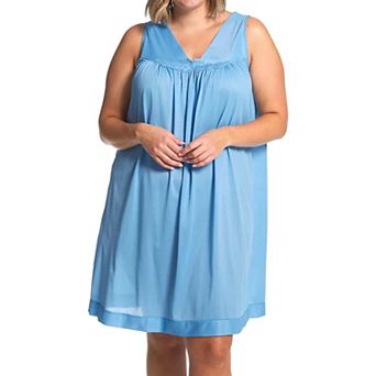 Exquisite Form Plus Size Nylon Tricot Sleeveless Short Knee-Length Nightgown - 30807