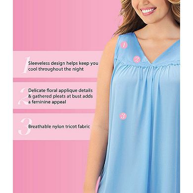 Exquisite Form Nylon Tricot Sleeveless Short Knee-Length Nightgown - 30107