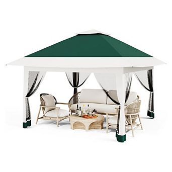Outdoor Patio Gazebo 12x12ft, Pop up with Mosquito Netting, Outdoor Canopy Tent