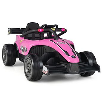 12V Kids Formula Electric Ride-On Racing Car with Remote - Pink
