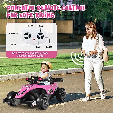 12V Kids Formula Electric Ride-On Racing Car with Remote - Pink