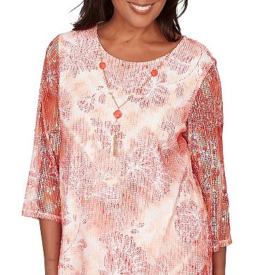 Women's Alfred Dunner Batik Tie Dye Chevron Top with Necklace