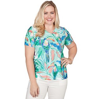 Women's Alfred Dunner Toucan Textured Short Sleeve Tee
