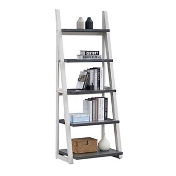 GOODSILO 5 tier Ladder Style Storage Shelf with Wood Frame for Home Organization and Display