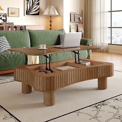 GOODSILO Lift Top Coffee Table with Silent Hydraulic Mechanism and Hidden Storage Compartments