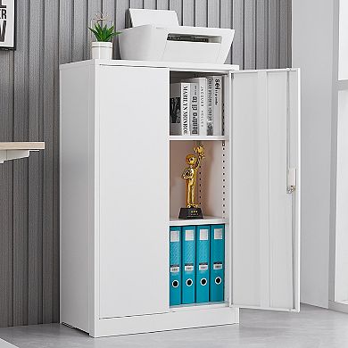 GOODSILO Folding Steel Storage Cabinet with Locking Doors and Adjustable Shelf for Organization