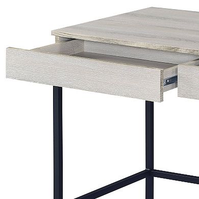 GOODSILO Natural Finish Rectangular Writing Desk with Storage Drawers
