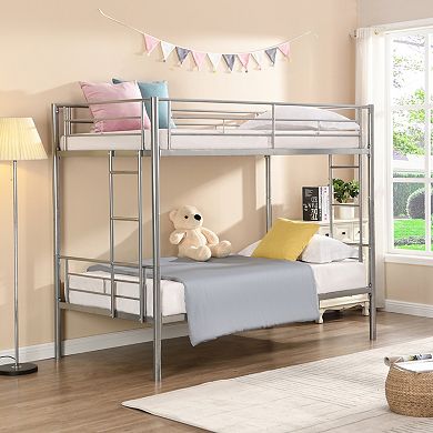 GOODSILO Metal Twin Over Twin Bunk Bed Frame with Sturdy Steel Construction