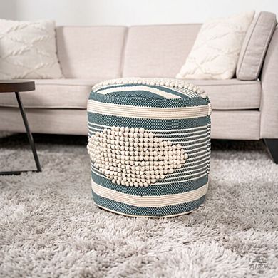 GOODSILO Handcrafted Fabric Cylindrical Pouf Ottoman Footrest Storage Seat