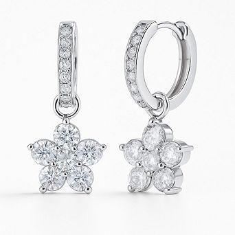 Floral Crystal Drop Earrings