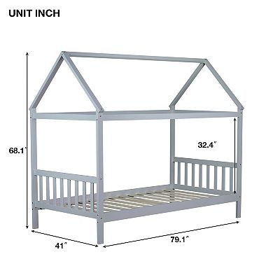 GOODSILO House Frame Twin Bed with Headboard and Footboard for Space Saving Bedroom