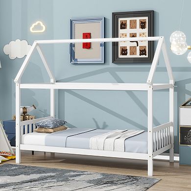 GOODSILO House Frame Twin Bed with Headboard and Footboard for Space Saving Bedroom