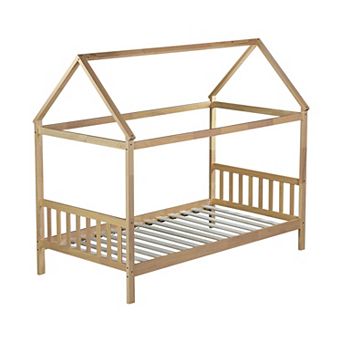 GOODSILO House Frame Twin Bed with Headboard and Footboard for Space Saving Bedroom