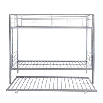 GOODSILO Space-Saving Twin Over Twin Metal Bunk Bed with Trundle Bed