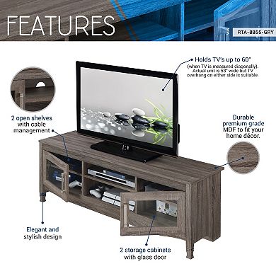GOODSILO Driftwood TV Stand with Storage Cabinet and Shelving