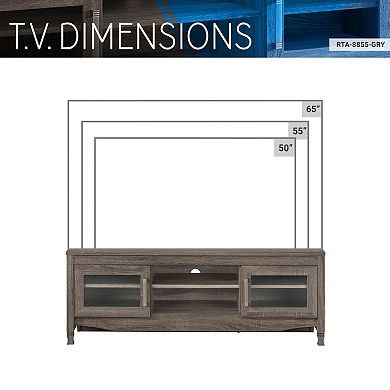 GOODSILO Driftwood TV Stand with Storage Cabinet and Shelving