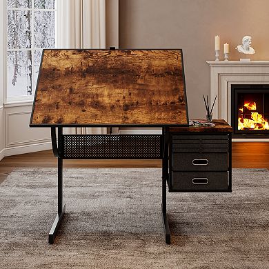 GOODSILO Metal Jigsaw Puzzle Table Board with Storage Trays and Drawers