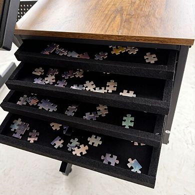 GOODSILO Metal Jigsaw Puzzle Table Board with Storage Trays and Drawers