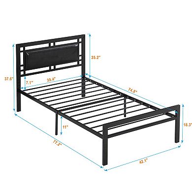 GOODSILO Twin Size Metal Bed Frame with Sturdy Steel Support System